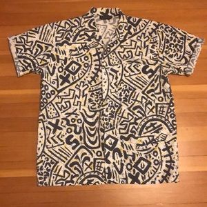 Vintage Short sleeve abstract print button up